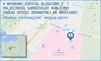 PORADNIA AUDIOLOGICZNA - 4 WOJSKOWY SZPITAL KLINICZNY Z POLIKLINIKĄ SAMODZIELNY PUBLICZNY ZAKŁAD OPIEKI ZDROWOTNEJ WE WROCŁAWIU - UL. RUDOLFA WEIGLA 5,  WROCŁAW-KRZYKI