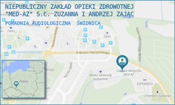 PORADNIA AUDIOLOGICZNA - NIEPUBLICZNY ZAKŁAD OPIEKI ZDROWOTNEJ "MED-AZ" S.C. ZUZANNA I ANDRZEJ ZAJĄC - UL. BOGUSZA STĘCZYŃSKIEGO 6,  ŚWIDNICA