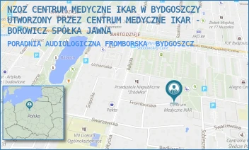 PORADNIA AUDIOLOGICZNA FROMBORSKA - NZOZ CENTRUM MEDYCZNE IKAR W BYDGOSZCZY UTWORZONY PRZEZ CENTRUM MEDYCZNE IKAR - BOROWICZ SPÓŁKA JAWNA - FROMBORSKA 18,  BYDGOSZCZ