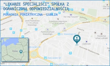 PORADNIA FONIATRYCZNA - "LEKARZE SPECJALIŚCI" SPÓŁKA Z OGRANICZONĄ ODPOWIEDZIALNOŚCIĄ - WALLENRODA 15,  LUBLIN