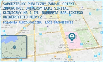 PORADNIA AUDIOLOGICZNA - SAMODZIELNY PUBLICZNY ZAKŁAD OPIEKI ZDROWOTNEJ UNIWERSYTECKI SZPITAL KLINICZNY NR 1 IM. NORBERTA BARLICKIEGO UNIWERSYTETU MEDYCZ - UL. DR. STEFANA KOPCIŃSKIEGO 22,  ŁÓDŹ-ŚRÓDMIEŚCIE