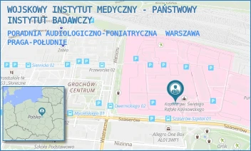 PORADNIA AUDIOLOGICZNO-FONIATRYCZNA - WOJSKOWY INSTYTUT MEDYCZNY - PAŃSTWOWY INSTYTUT BADAWCZY - SZASERÓW 128, WARSZAWA PRAGA-POŁUDNIE